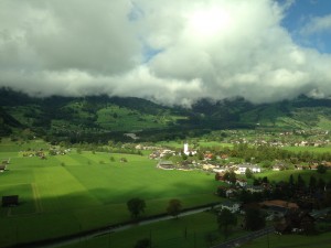 On the trip between Lucerne and Interlaken we saw several beautiful green valleys like this.