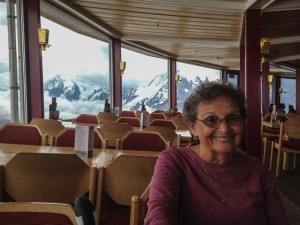 We enjoyed eating lunch in the revolving restaurant at Piz Gloria, the main building on Schilthorn that was featured in the Bond film. As we ate, the mountain views were constantly changing around us.