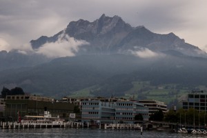 Mt. PIlatus dominates the skyline over Lake Lucerne. Yes, that was our destination! 