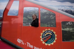 Karen poses in a fake train. The Pilatus Bahn boasts that they climb the steepest railway in the world - a 48% slope. And as you can see they've been doing it for a long time.