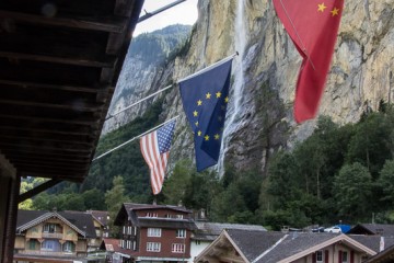 A view from our balcony in Lauterbrunnen. We're close to a beautiful waterfall!