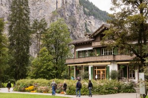 This house is by the exit at Trummelbach. I think it is a restaurant. You can see Karen, Steve, Jean and Linda walking out to the bus stop.