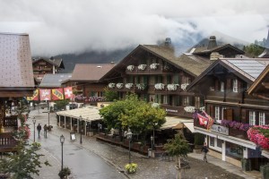 One of the Swiss villages that we passed on the train to Montreux
