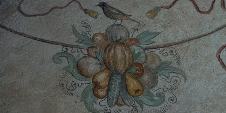 Wall decor, part of a hand-painted border in one of the rooms of Castle Chillon.