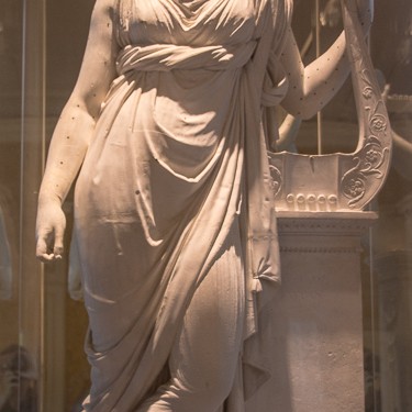 This is Terpsichore, the muse of dance, by Canova. The one on display at Villa Carlotta is the full-size plaster model for the final sculpture.