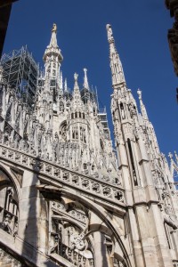 A view of the back towers of the Milan cathedral