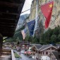 A view from our balcony in Lauterbrunnen. We're close to a beautiful waterfall!